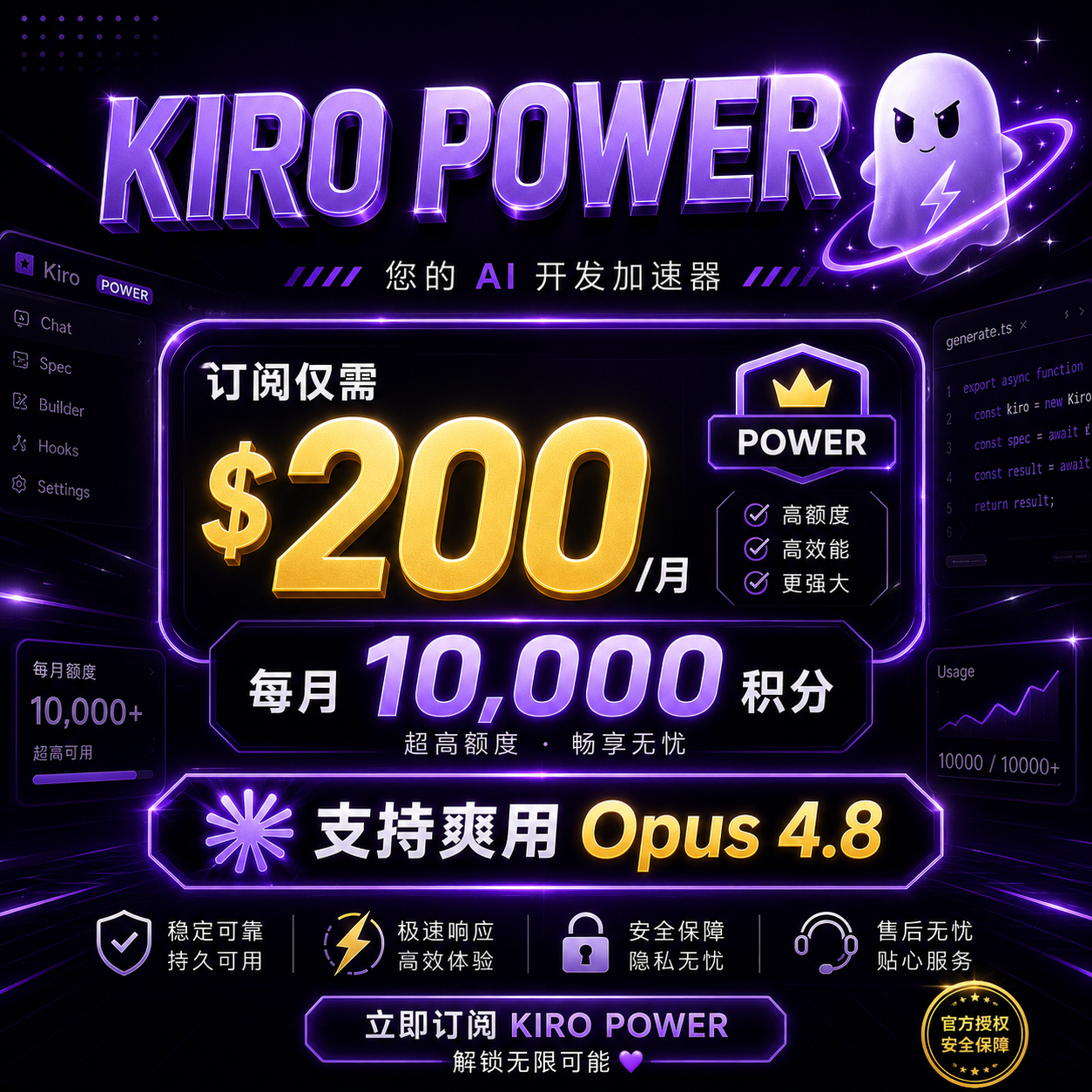 Kiropower顶级订阅成品账号 保底1w积分，爽用opus4.8